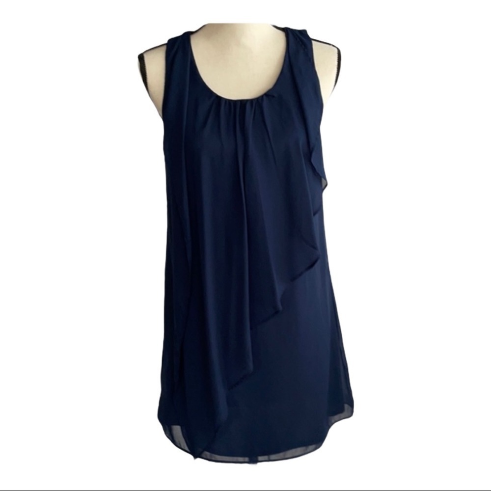 𝅺❤️iz Byer❤️Sheer Lined navy blue dress Midi dress size (Small)